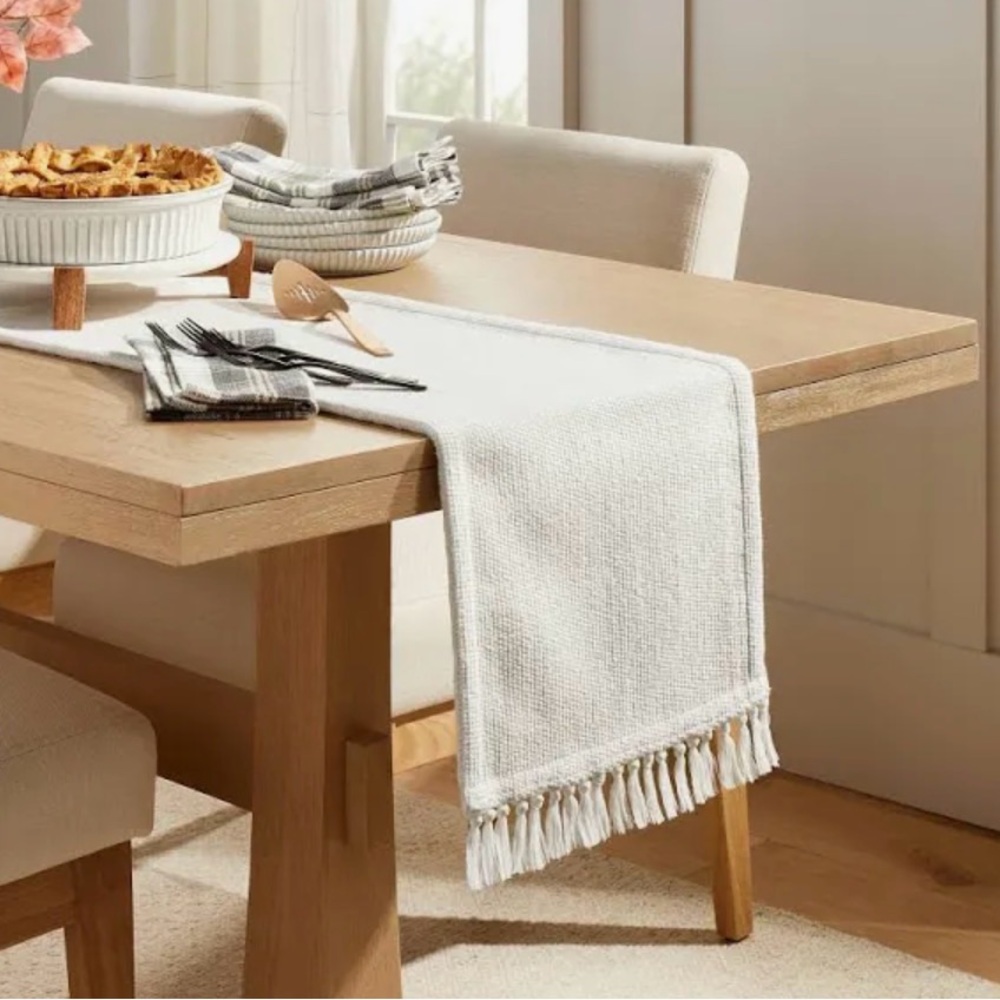 Hearth & Hand Cream Textured Table Runner 14 in x 72 in NWT